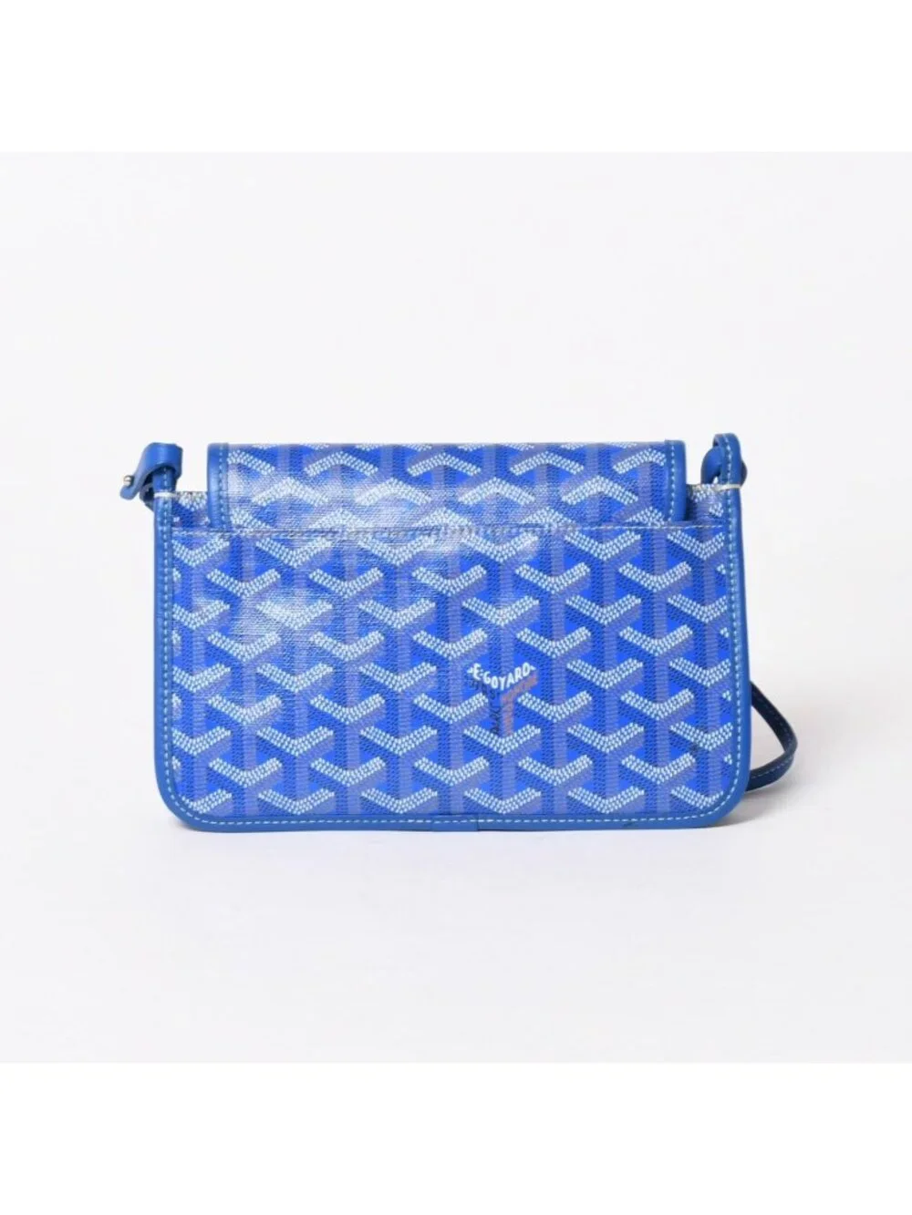 Goyard Plumet Pouch Wallet Shoulder Bag Blue Silver